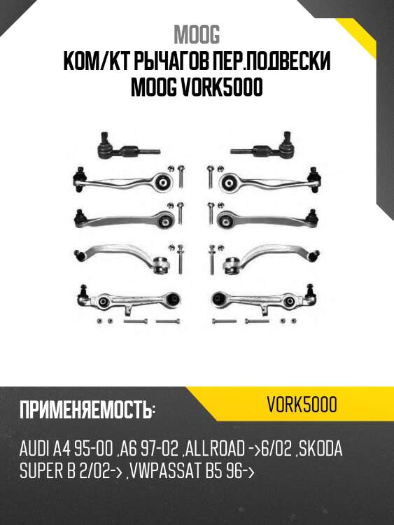 Ком/кт рычагов пер.подвески moog vork5000