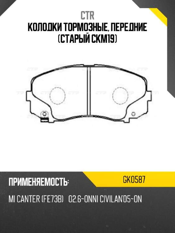 Колодки тормозные, передние (старый ckm19) ctr gk0587