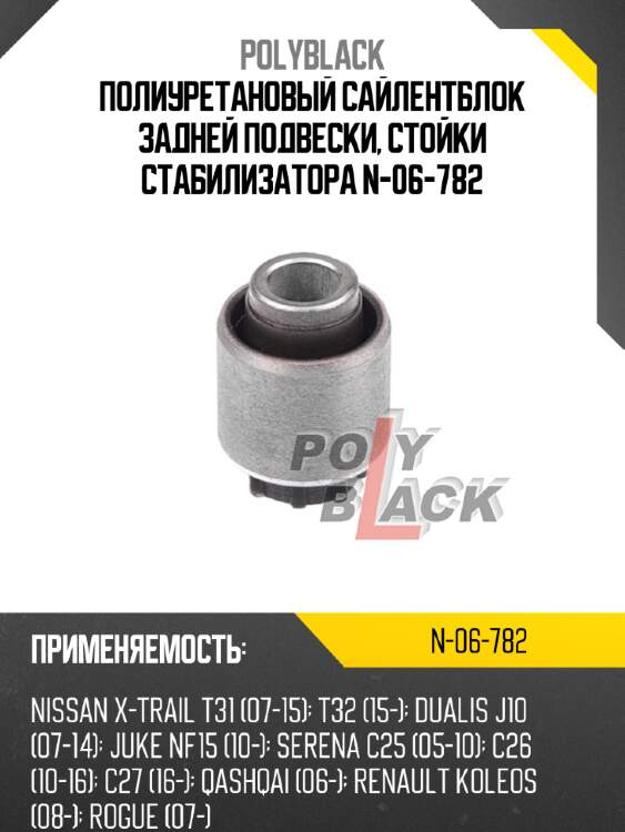 Полиуретановый сайлентблок задней подвески, стойки стабилизатора n-06-782