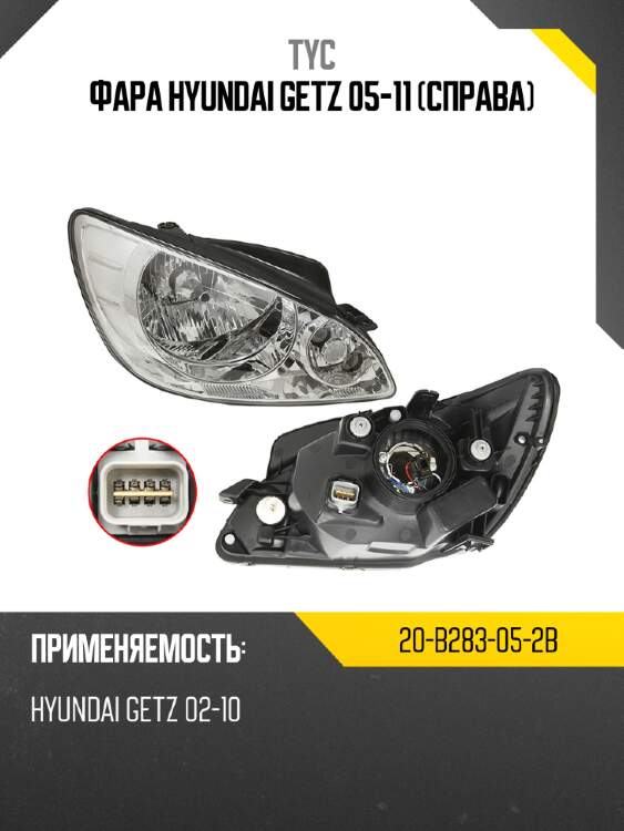 Фара hyundai getz 05-11 справа tyc 20-b283-05-2b