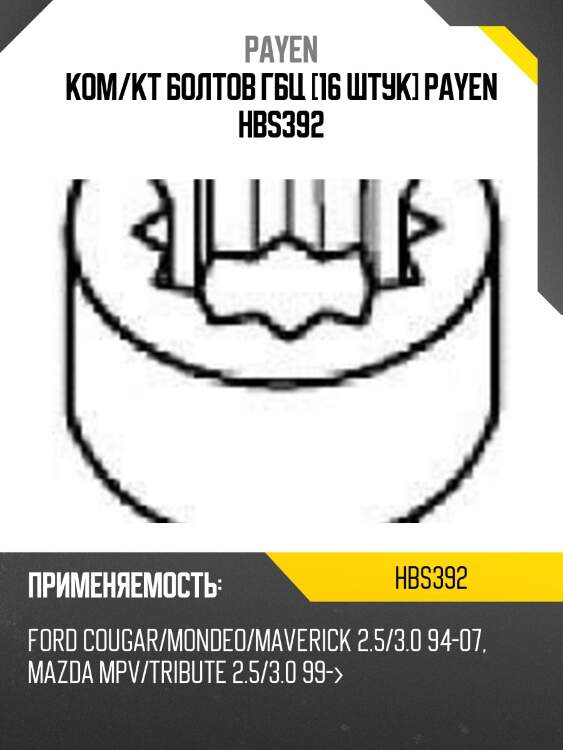 Ком/кт болтов гбц [16 штук] payen hbs392