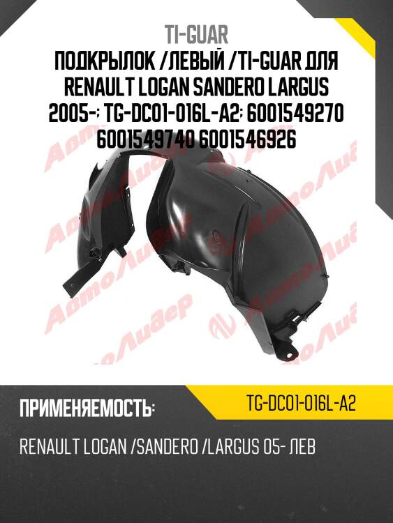 Подкрылок /левый /ti-guar для renault logan sandero largus 2005-  tg-dc01-016l-a2  6001549270 6001549740 6001546926