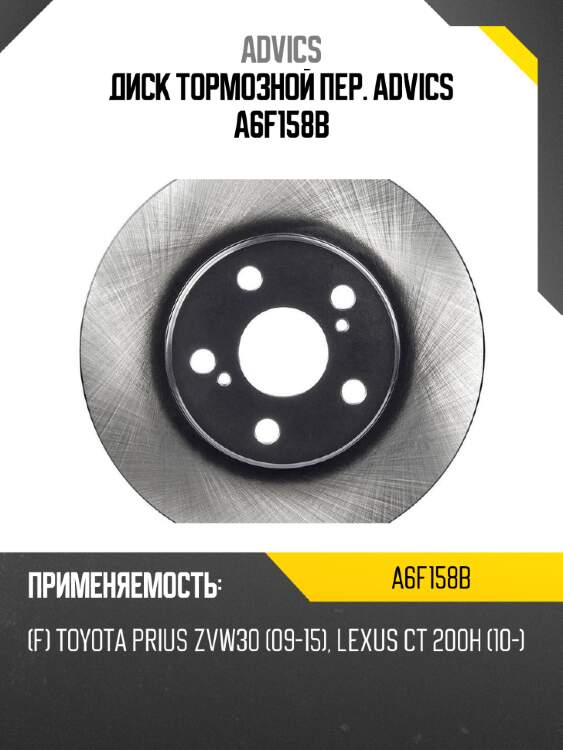Диск тормозной пер. advics a6f158b