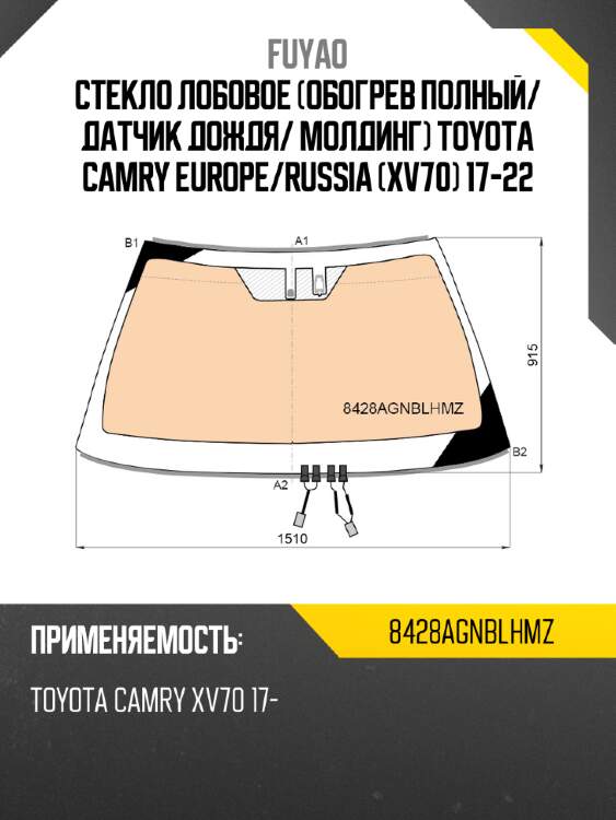 Стекло лобовое обогрев полный fuyao 8428agnblhmz