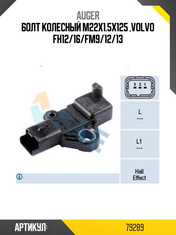 Болт колесный m22x1.5x125 ,volvo fh12/16/fm9/12/13